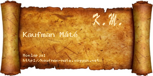 Kaufman Máté névjegykártya